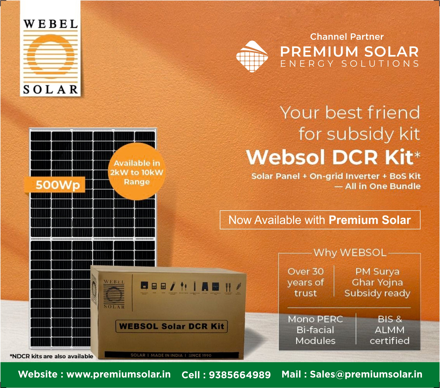 Websol DCR solar kit 505 wp models