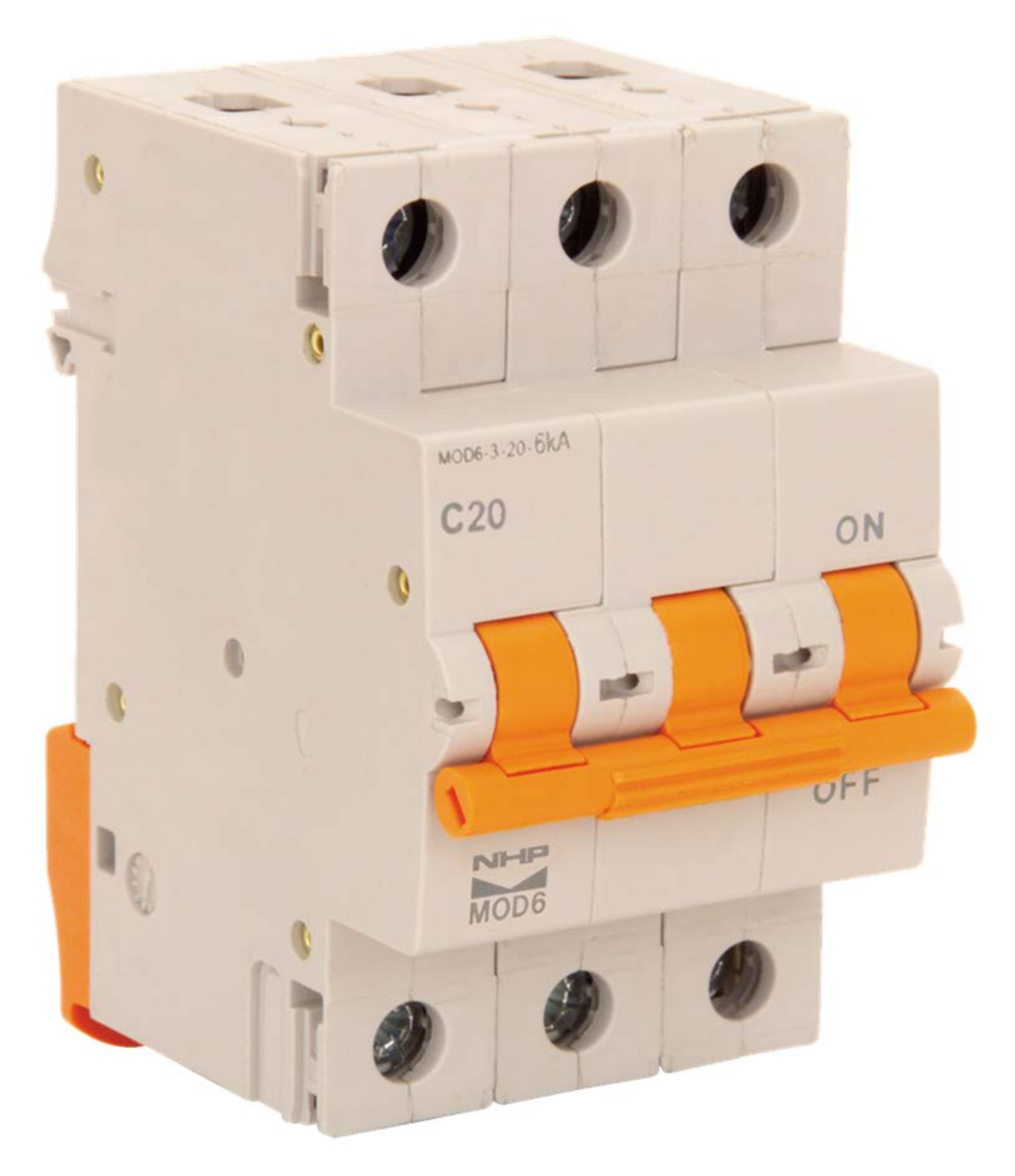 NHP MCB 3 POLE 20A 6KA C CURVE (MOD6320)
