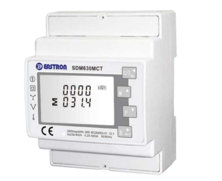 Solis Three Phase CT Meter 120/40mA (SDM630) w/ 3xCTs - For export control and Consumption monitoring [Inverter needs a firmware upgrade to use this]